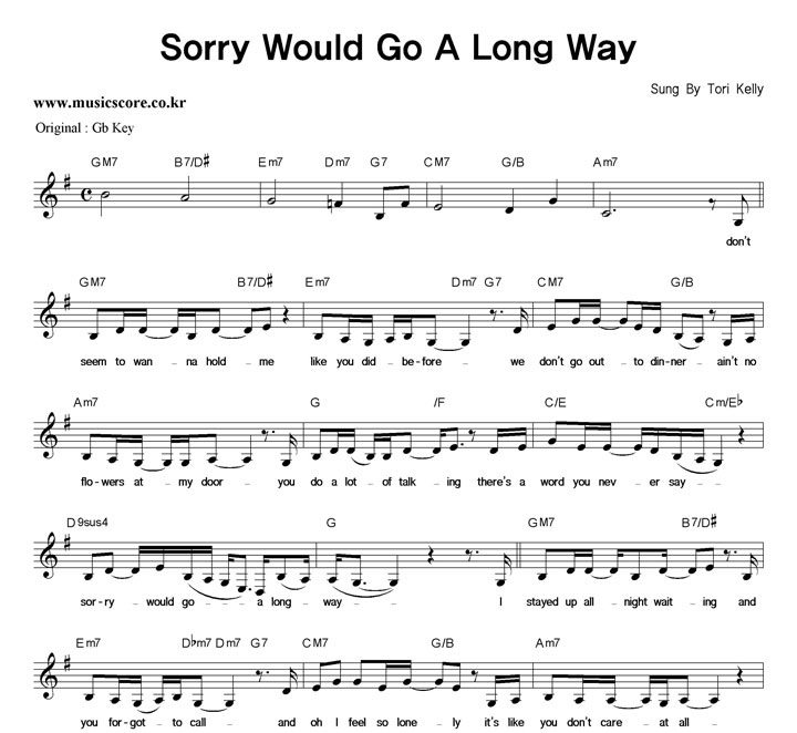 Tori Kelly Sorry Would Go A Long Way Ǻ
