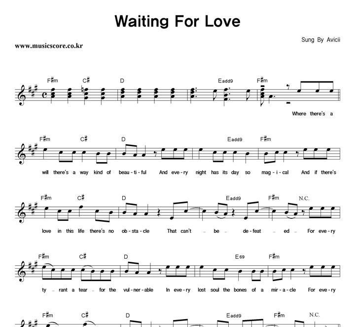 Avicii Waiting For Love 악보