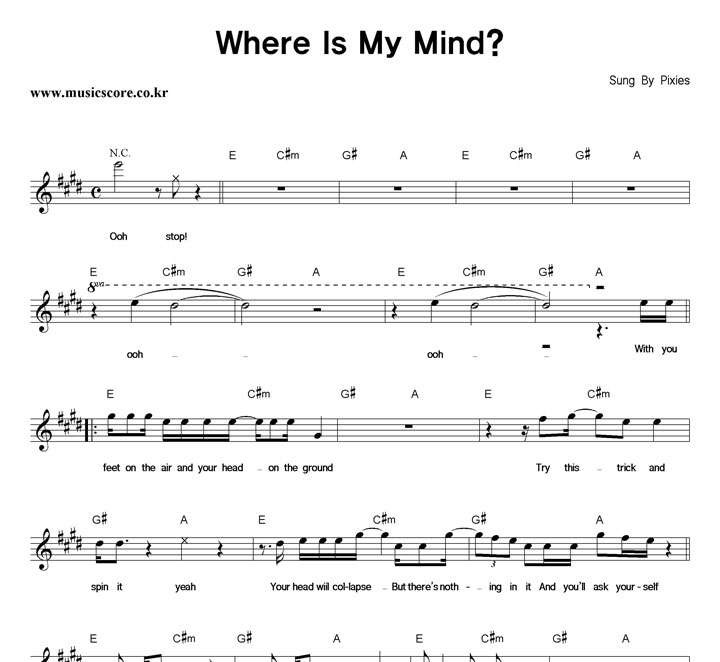 Вер из май майнд аккорды. Where s my Mind табы. Where is my Mind Ноты для гитары. Wheres my Mind табы. Pixies аккорды.