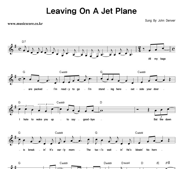 John Denver Leaving On A Jet Plane Ǻ