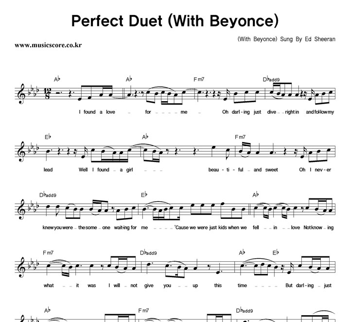 Ed Sheeran Perfect Duet (With Beyonce) 악보