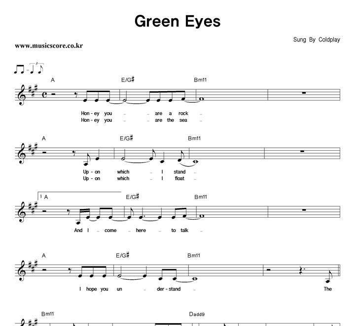 Coldplay Green Eyes Ǻ