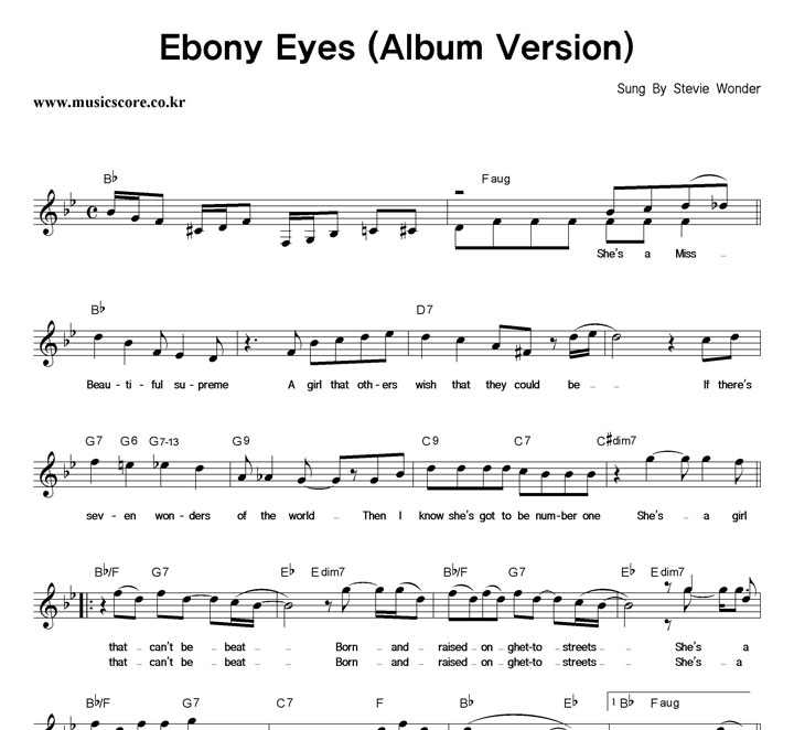 Stevie Wonder Ebony Eyes (Album Version) 악보
