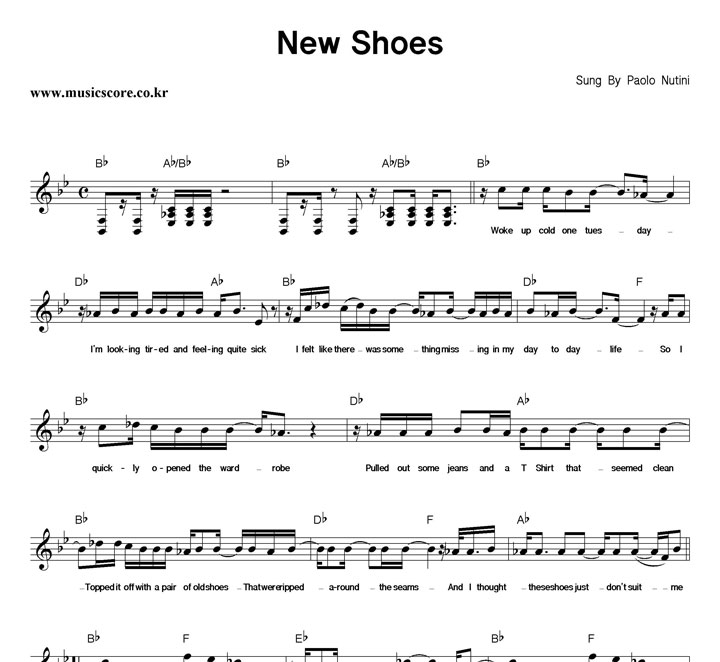 Paolo Nutini New Shoes 악보