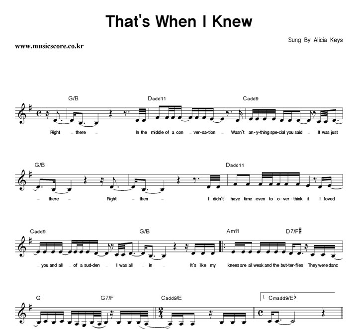 Alicia Keys That's When I Knew Ǻ