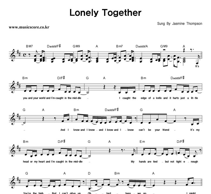 Jasmine Thompson Lonely Together Ǻ