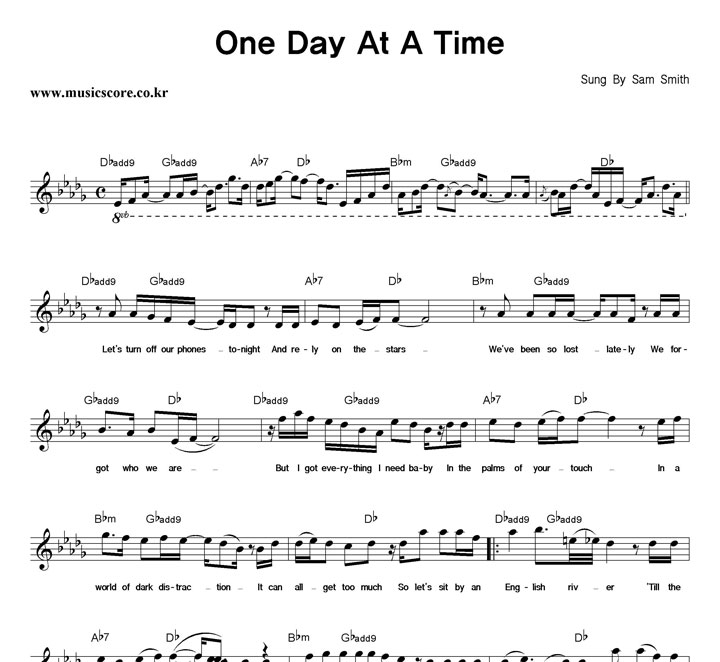 Sam Smith One Day At A Time 악보
