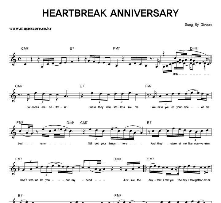 Giveon HEARTBREAK ANNIVERSARY 악보