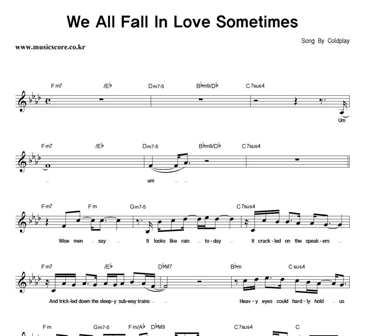 Coldplay We All Fall In Love Sometimes Ǻ
