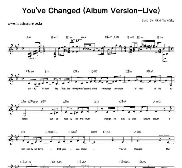 Nikki Yanofsky You've Changed (Album Version - Live) Ǻ