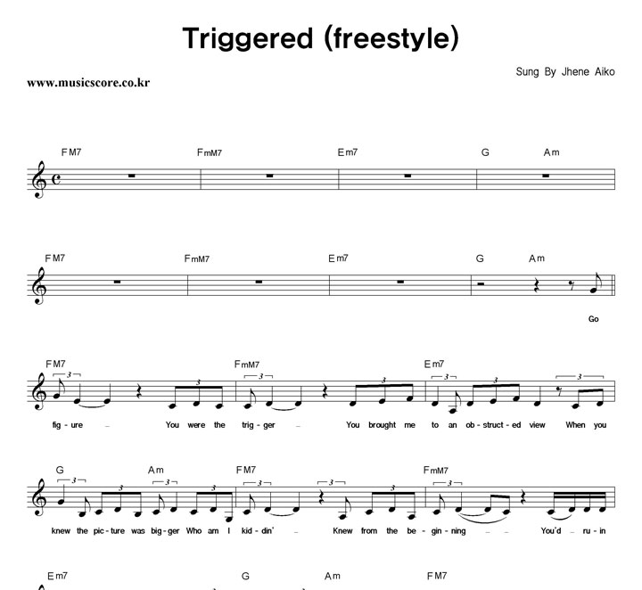 Jhene Aiko Triggered (freestyle) 악보