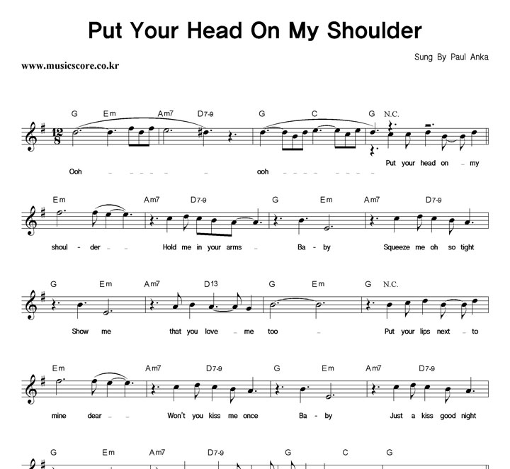 Paul Anka Put Your Head On My Shoulder Ǻ