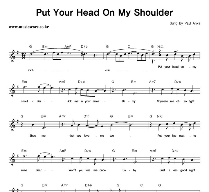 Paul Anka Put Your Head On My Shoulder Ǻ
