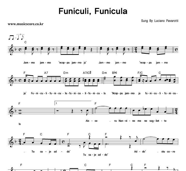 Luciano Pavarotti Funiculi, Funicula Ǻ