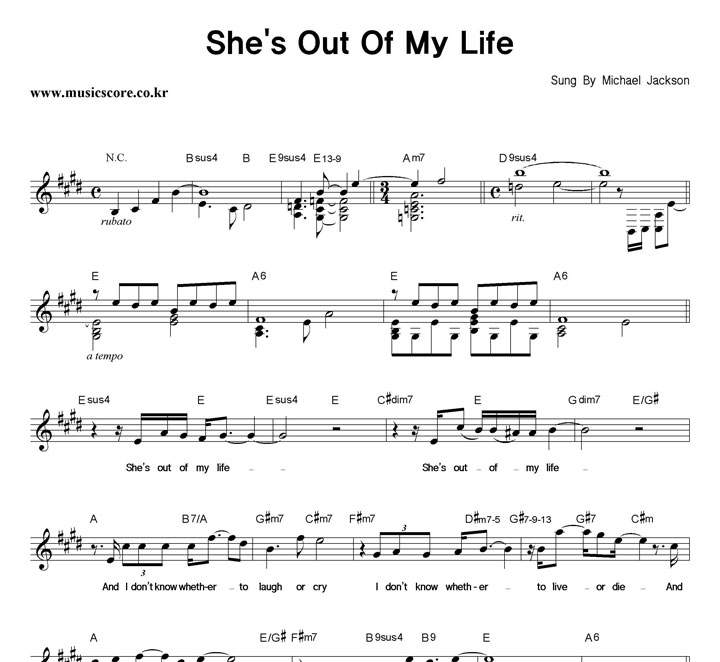 Michael Jackson She's Out Of My Life Ǻ