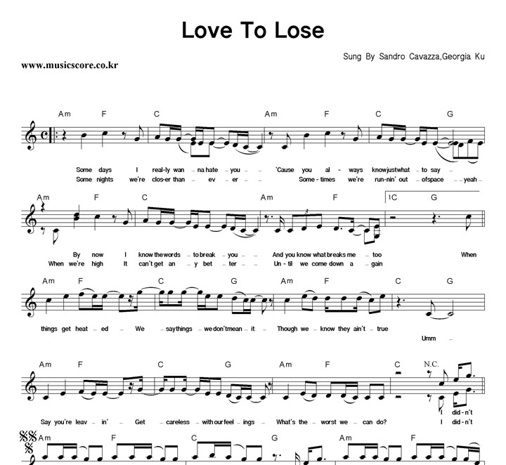 Sandro Cavazza, Georgia Ku Love To Lose Ǻ