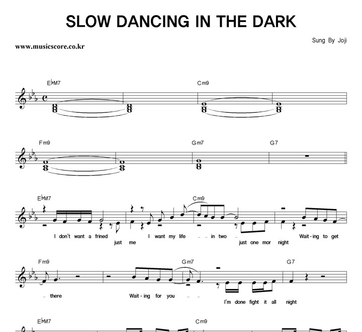 Joji SLOW DANCING IN THE DARK 악보