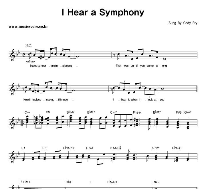 Cody Fry I Hear A Symphony Ǻ