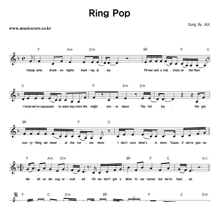 JAX Ring Pop 악보