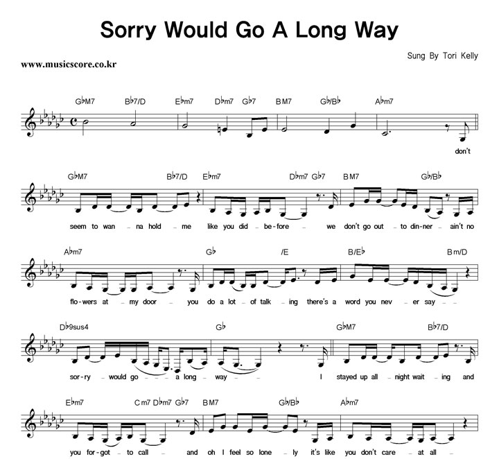 Tori Kelly Sorry Would Go A Long Way Ǻ
