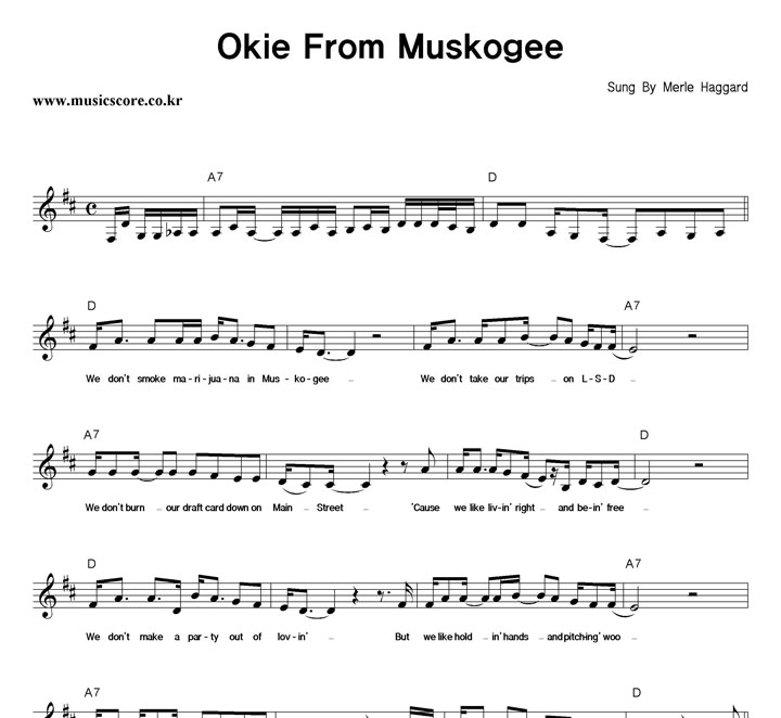 Merle Haggard Okie From Muskogee Ǻ