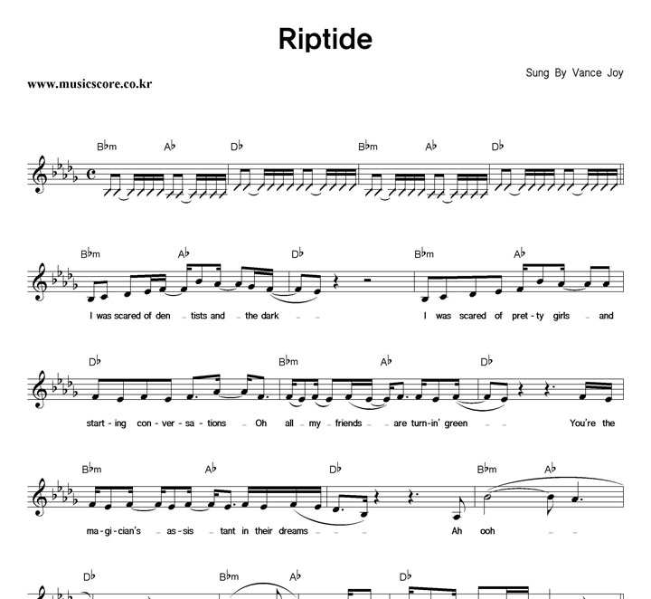 Vance Joy Riptide 악보