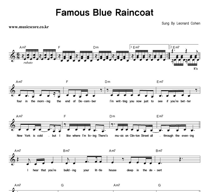 Leonard Cohen Famous Blue Raincoat Ǻ