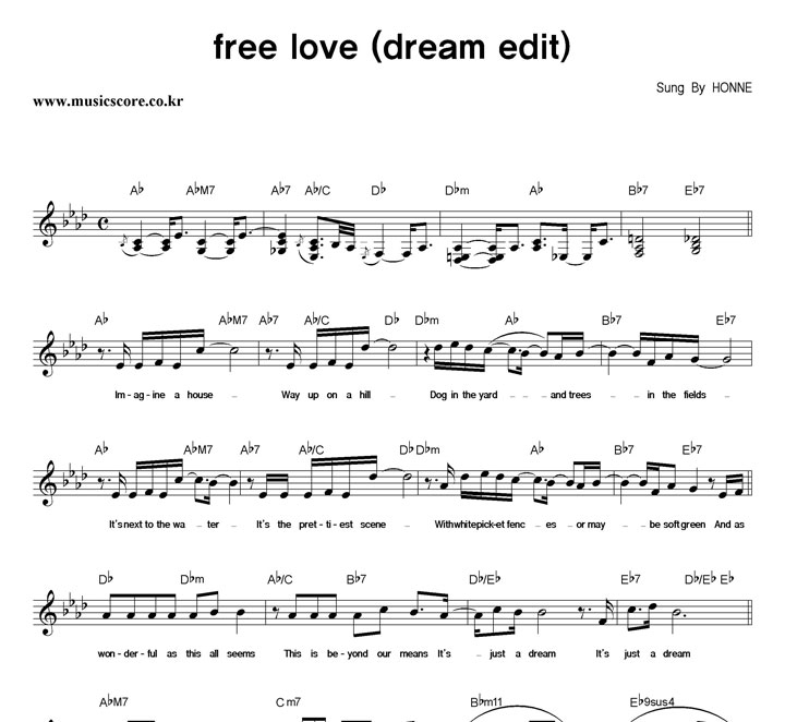 HONNE Free Love (Dream Edit) 악보