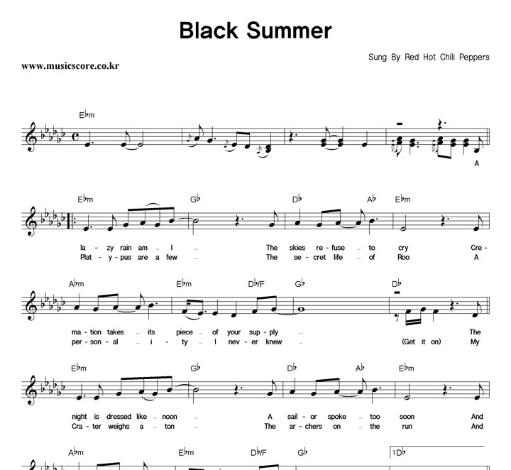 Red Hot ChiliPeppers Black Summer Ǻ