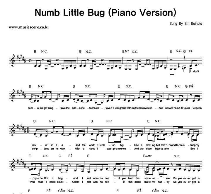 Em Beihold Numb Little Bug (Piano Version) Ǻ