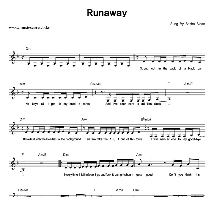 Sasha Sloan Runaway Ǻ