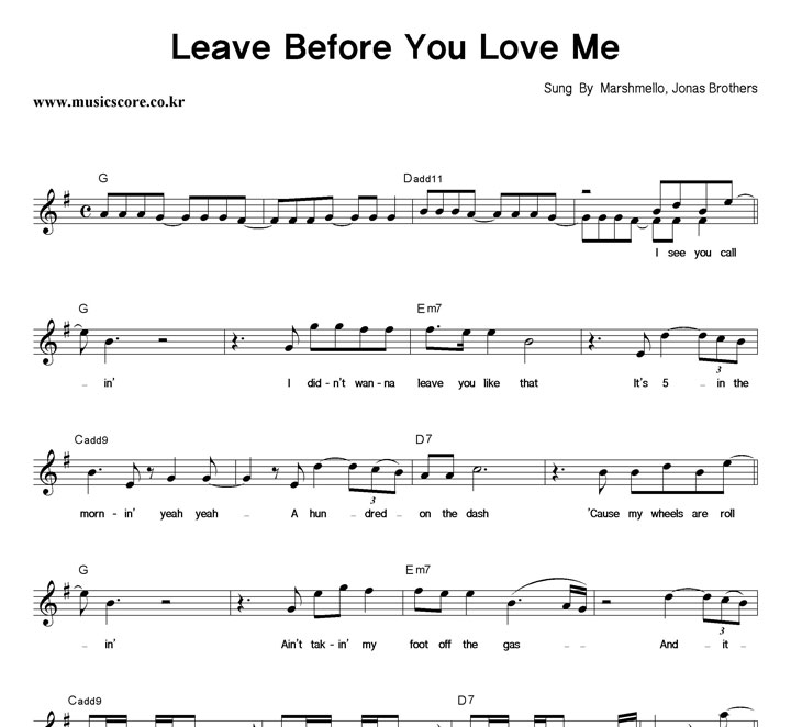 Marshmello, Jonas Brothers Leave Before You Love Me Ǻ