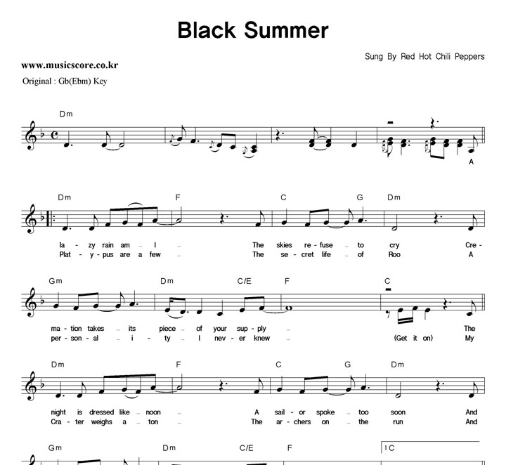 Red Hot ChiliPeppers Black Summer  FŰ Ǻ