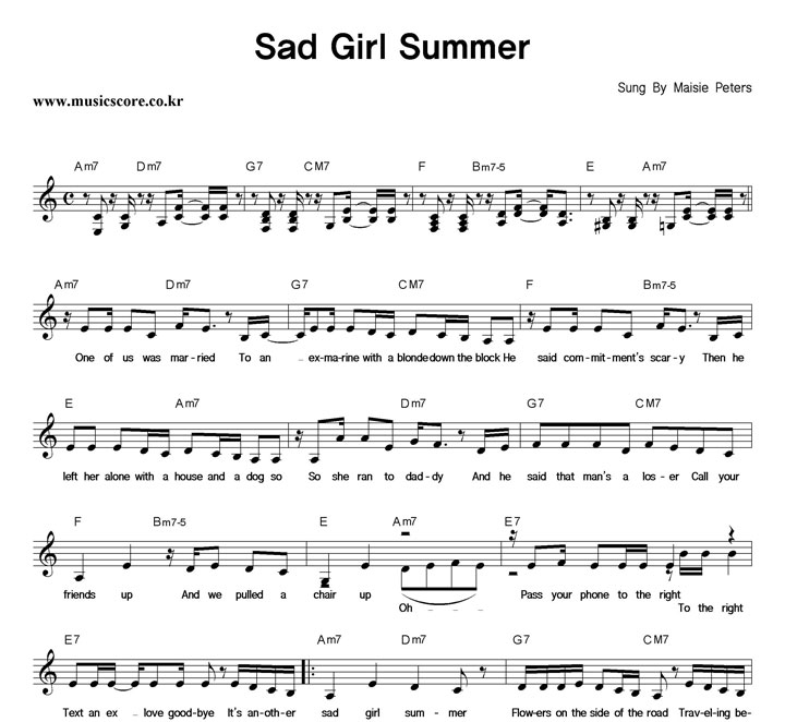 Maisie Peters Sad Girl Summer Ǻ