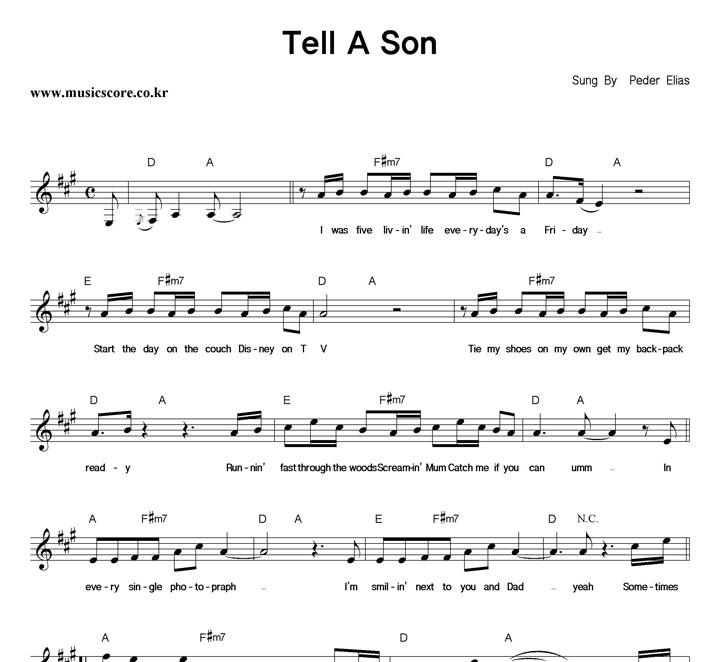 Peder Elias Tell A Son 악보