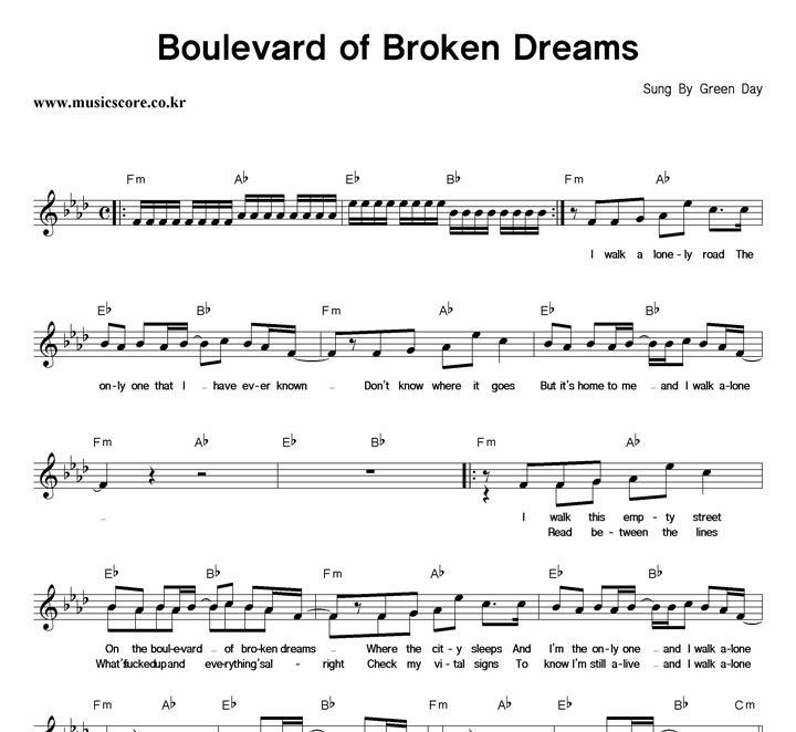 Green Day Boulevard Of Broken Dreams Ǻ