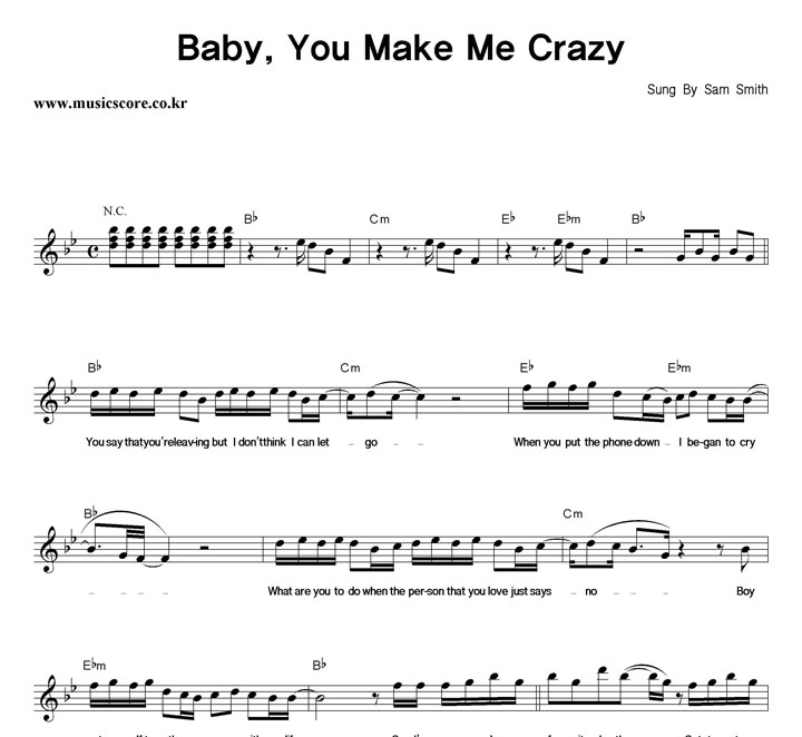 Sam Smith Baby, You Make Me Crazy Ǻ