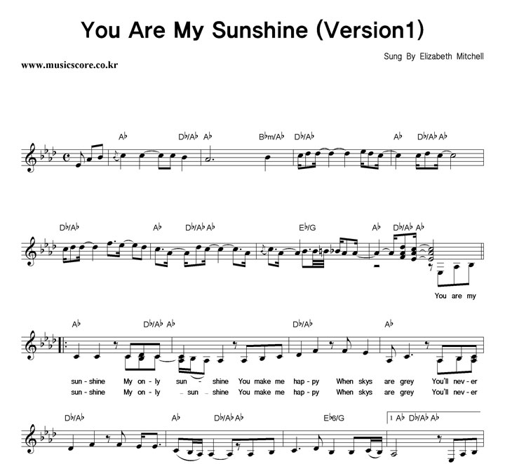 Elizabeth Mitchell You Are My Sunshine (Version1) Ǻ