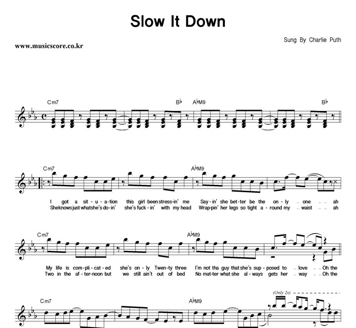 Charlie Puth Slow It Down 악보
