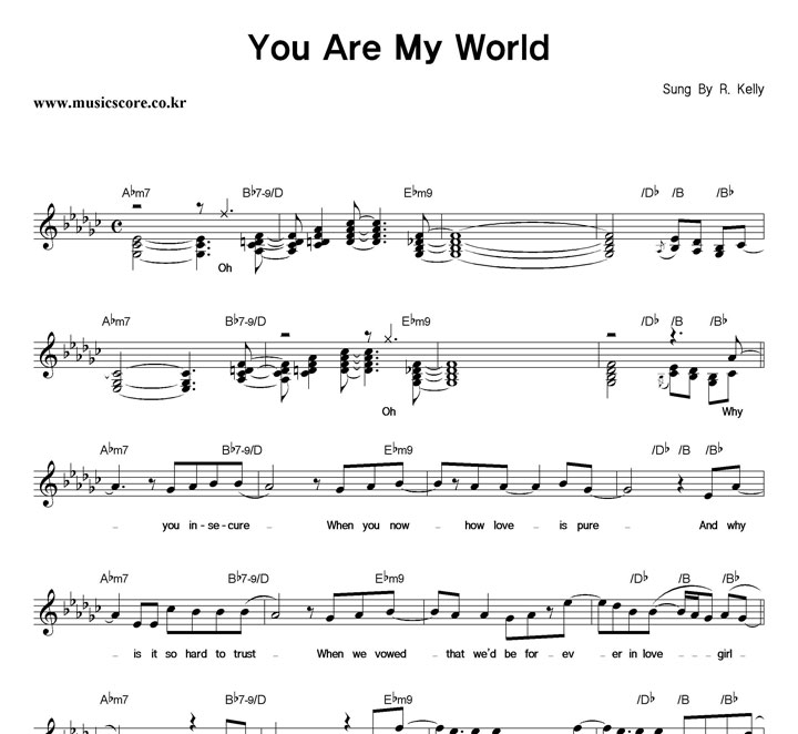 R.Kelly You Are My World 악보
