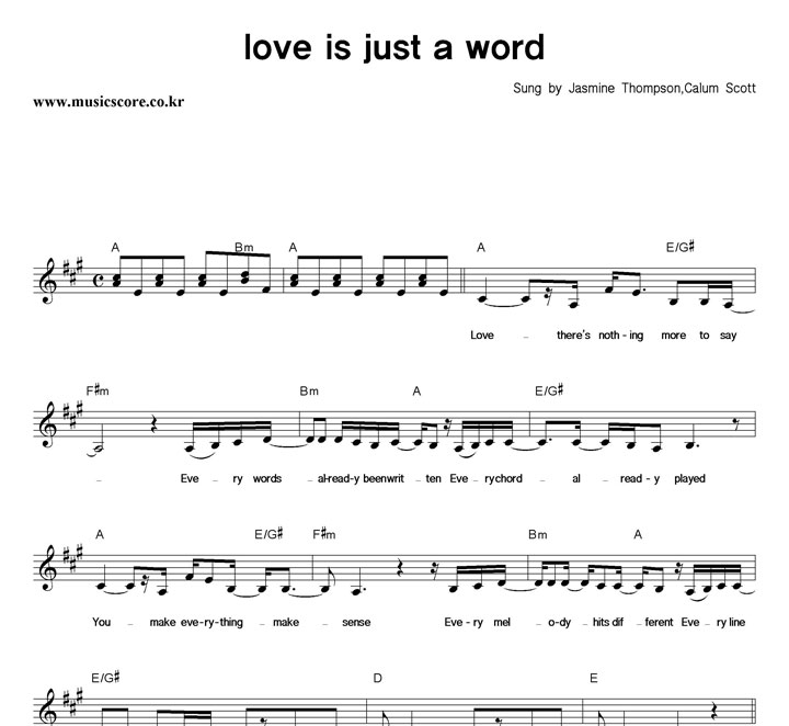 Jasmine Thompson, Calum Scott Love Is Just A Word Ǻ