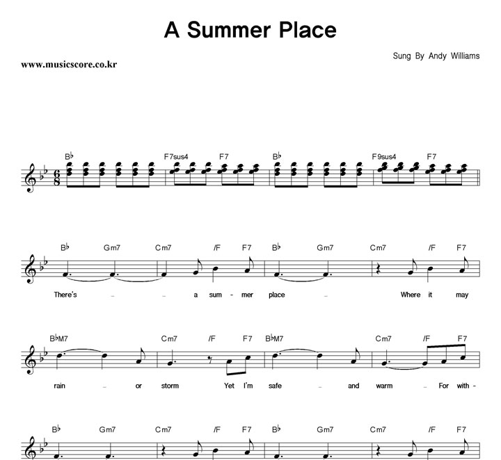 Andy Williams A Summer Place 악보