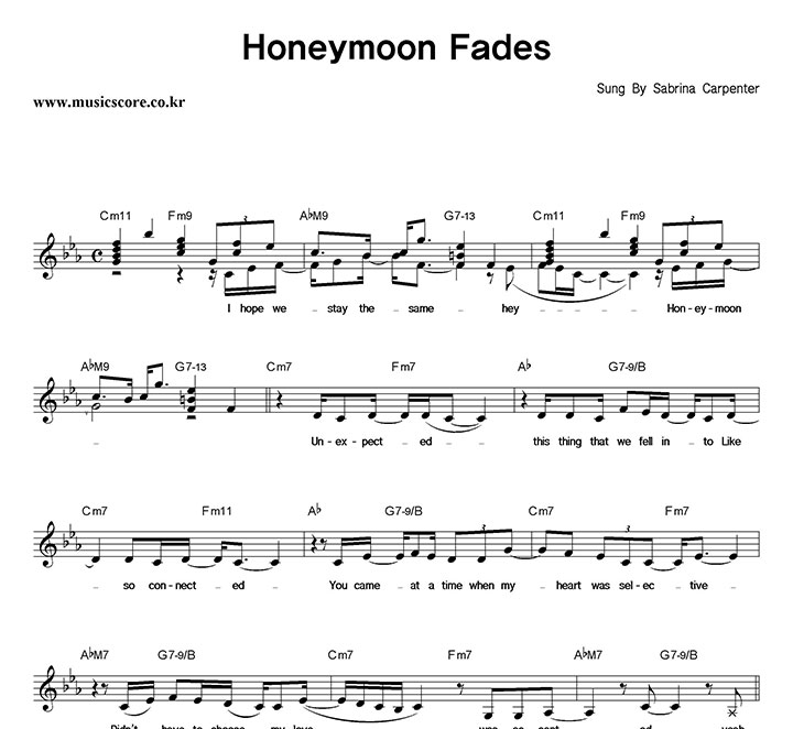 Sabrina Carpenter Honeymoon Fades 악보