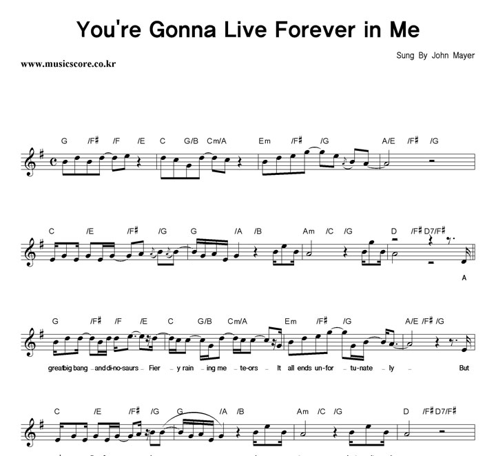 John Mayer You're Gonna Live Forever In Me Ǻ