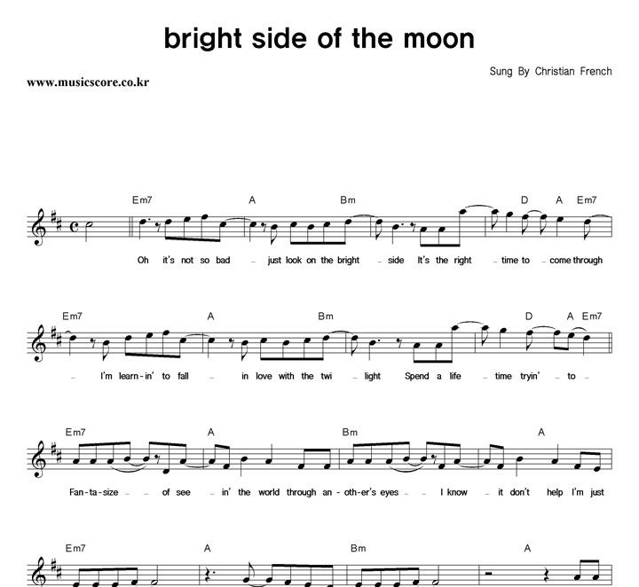 Christian French Bright Side Of The Moon 악보