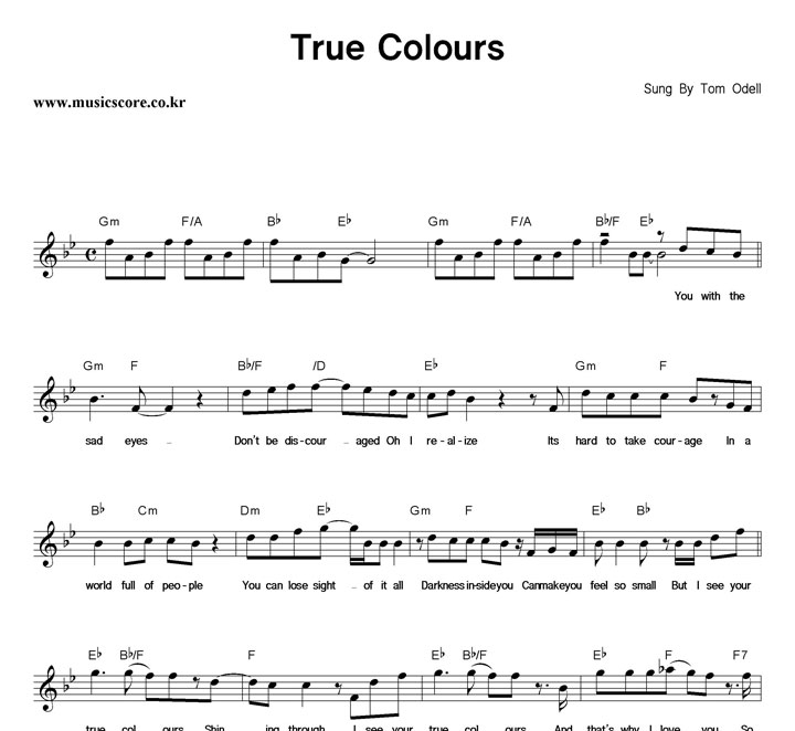 Tom Odell True Colours 악보